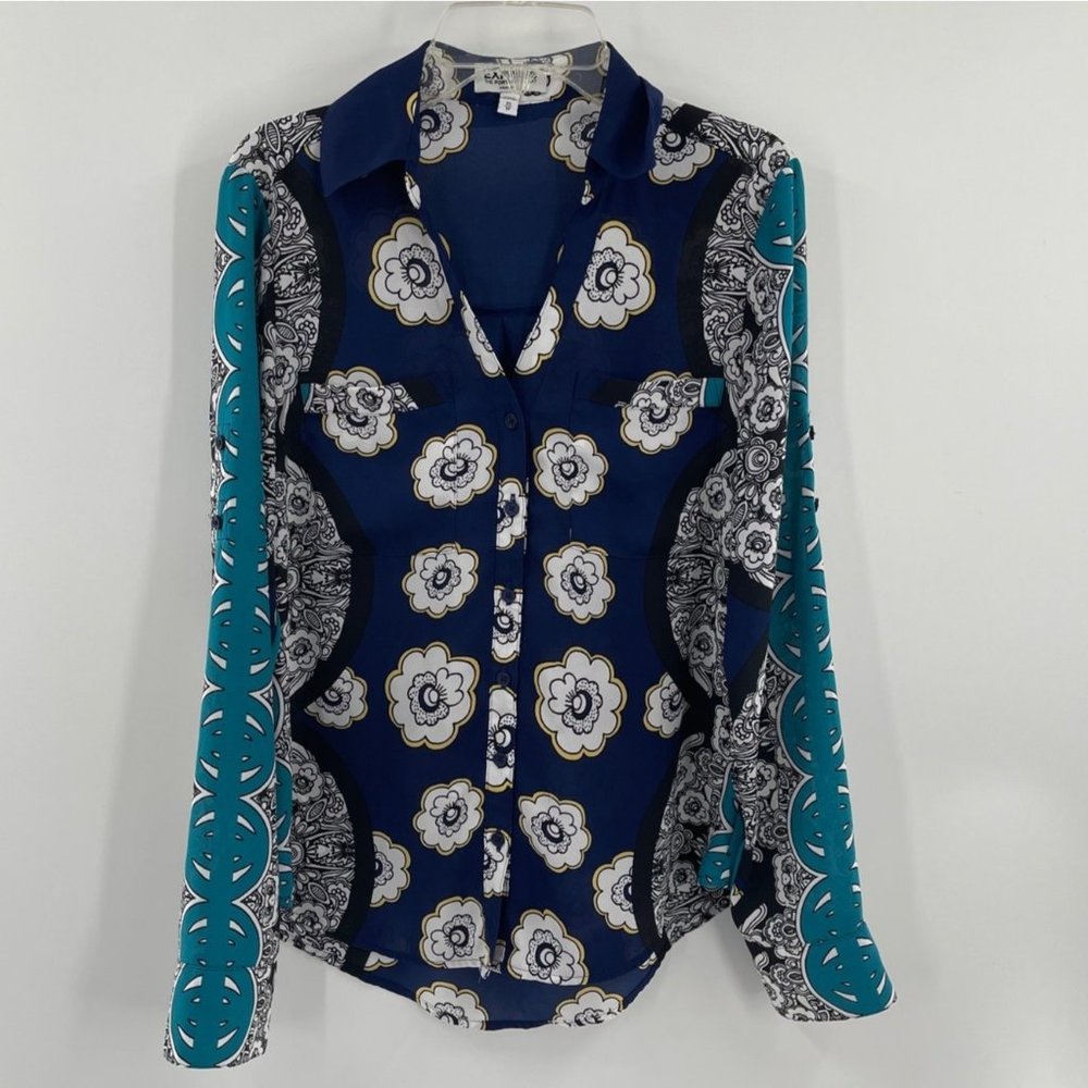 Express Blue and Teal Patterned Blouse